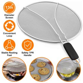 Grease Splatter Screen;  Stainless Steel Fine Mesh Splash Mesh Shield Hot Oil Stopper (size: 29cm)