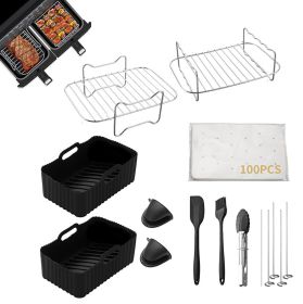 Air Fryer Accessories-Air Fryer Rack 2Pack, Multi-purpose Double Layer Rack with Skewer (Set: 14Pcs Set 2)